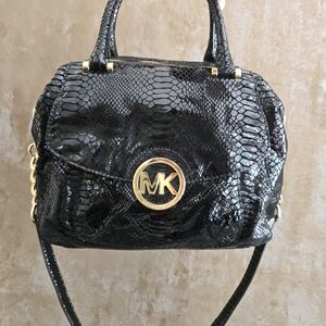 Michael Kors Black Snake-Patterned Satchel